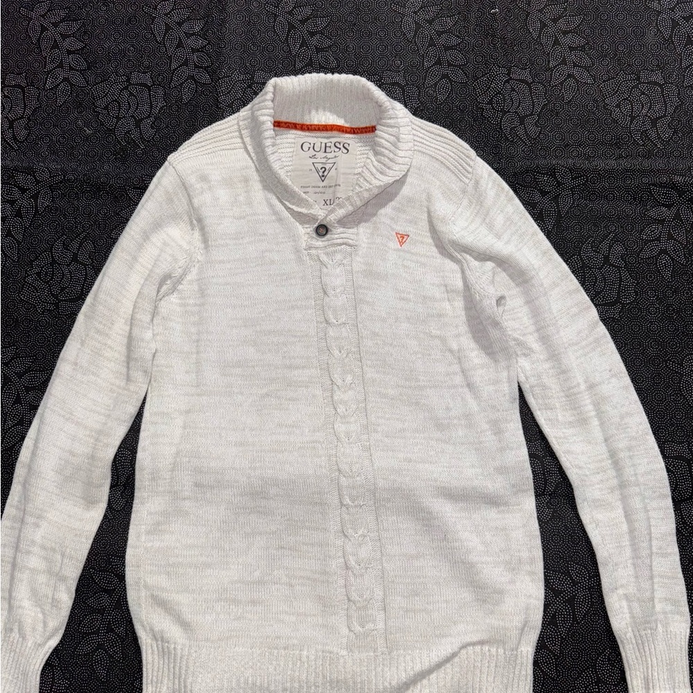 GUESS Men's Cream Cardigan Sweater